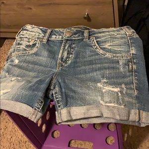 Silver Boyfriend Cut Shorts